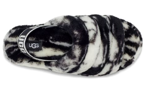 (WMNS) UGG Fluff Yeah Slide Marble 'Black White' 1122554-BLK sold by KicksCrew