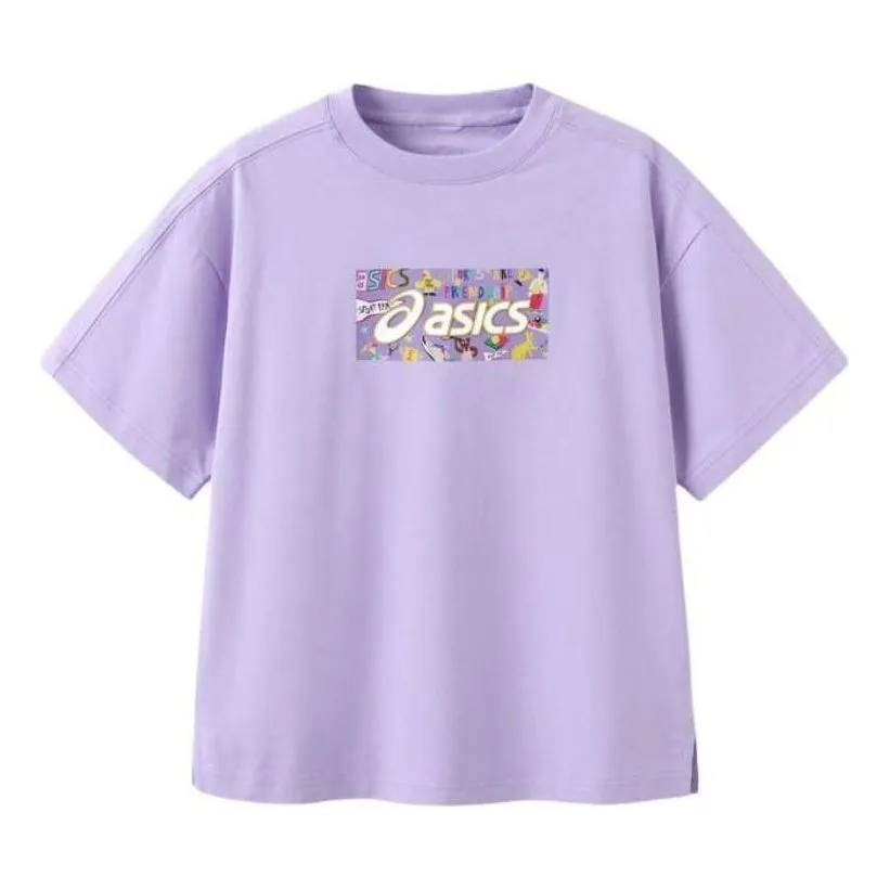 (GS) ASICS Logo Print T-shirt 'Purple' 332241173077-508 sold by KicksCrew