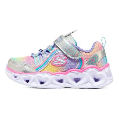 (PS) Skechers Heart Lights 'Silver Multi' 302308N-SMLT sold by KicksCrew