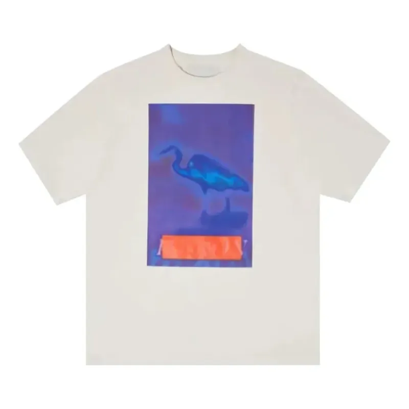HERON PRESTON Fw22 Heron Censored Short-Sleeve T-Shirt 'White Navy Blue' HMAA032F22JER0040146 sold by KicksCrew