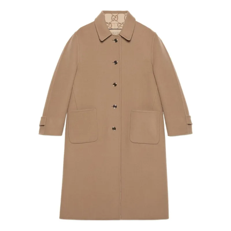 (WMNS) Gucci Reversible GG Wool Coat 'Camel Beige' 695094-ZAIYP-2296 sold by KicksCrew