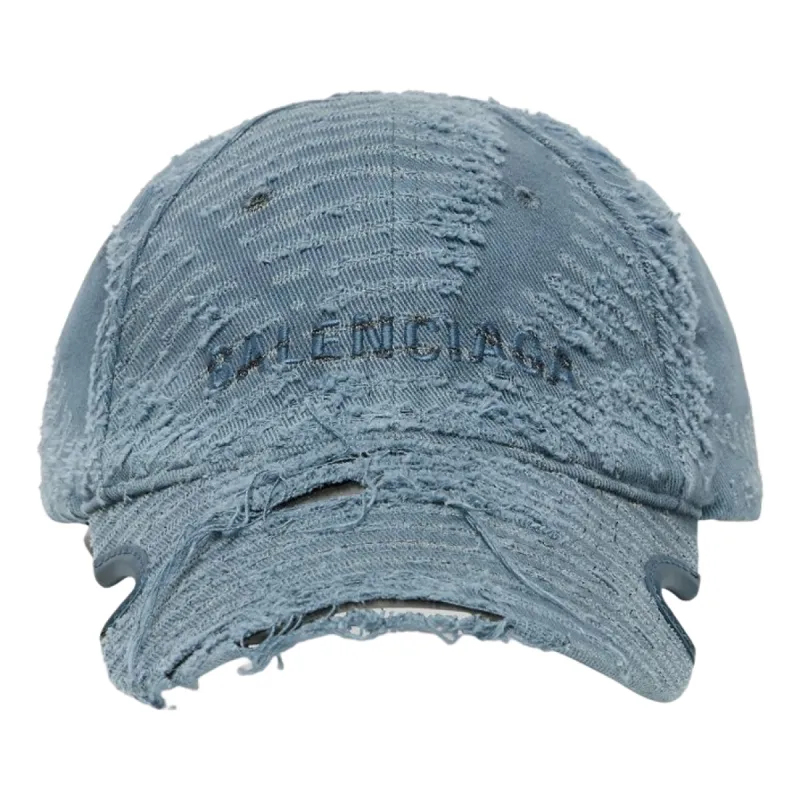 (WMNS) Balenciaga Laser Destroyed Logo Ball Cap 'Fade Blue' 719281410B24090 sold by KicksCrew