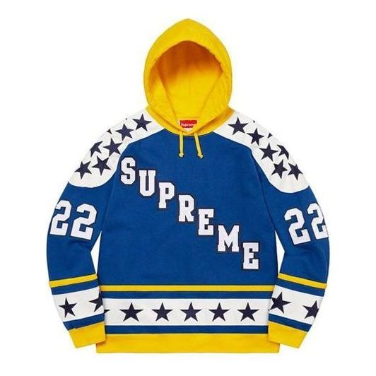 Supreme Hockey Hooded Sweatshirt 'Blue White Yellow' SUP-FW22-095 sold by KicksCrew