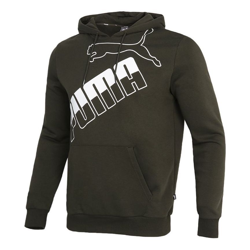 Puma Big Logo Hoodie 'Army Green White' 588667-70 sold by KicksCrew