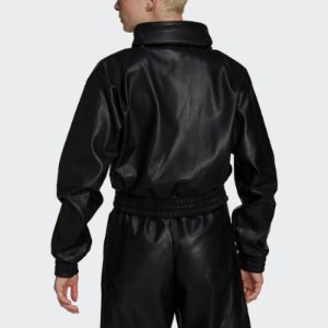 (WMNS) adidas Originals Adicolor Contemporary Cropped Pleather Sweatshirt 'Black' H66348 sold by KicksCrew