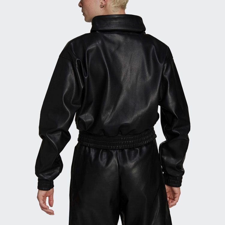 (WMNS) adidas Originals Adicolor Contemporary Cropped Pleather Sweatshirt 'Black' H66348 sold by KicksCrew product image thumbnail 3