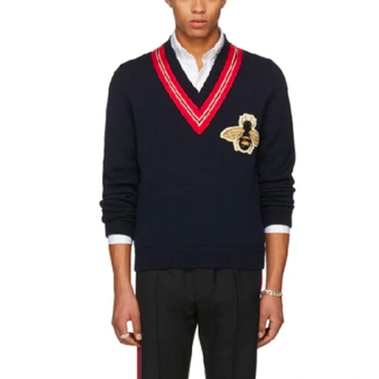 Gucci Wool Sweater With Bee Appliqué 'Navy' 452796-X9M42-4033 sold by KicksCrew product image thumbnail 4