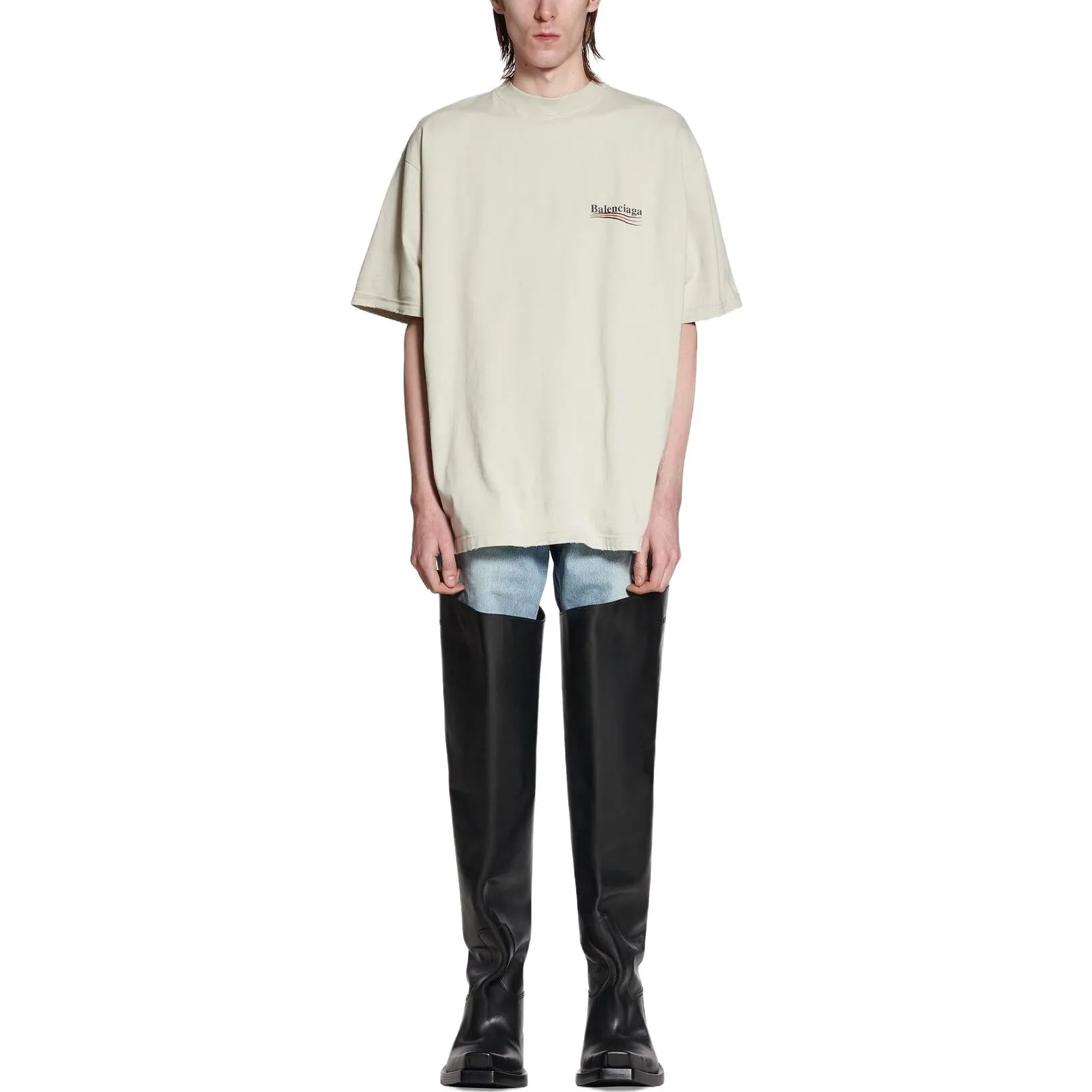 Balenciaga Political Campaign T-Shirt Large Fit 'Beige' 641675TNVG59170 sold by KicksCrew product image thumbnail 3