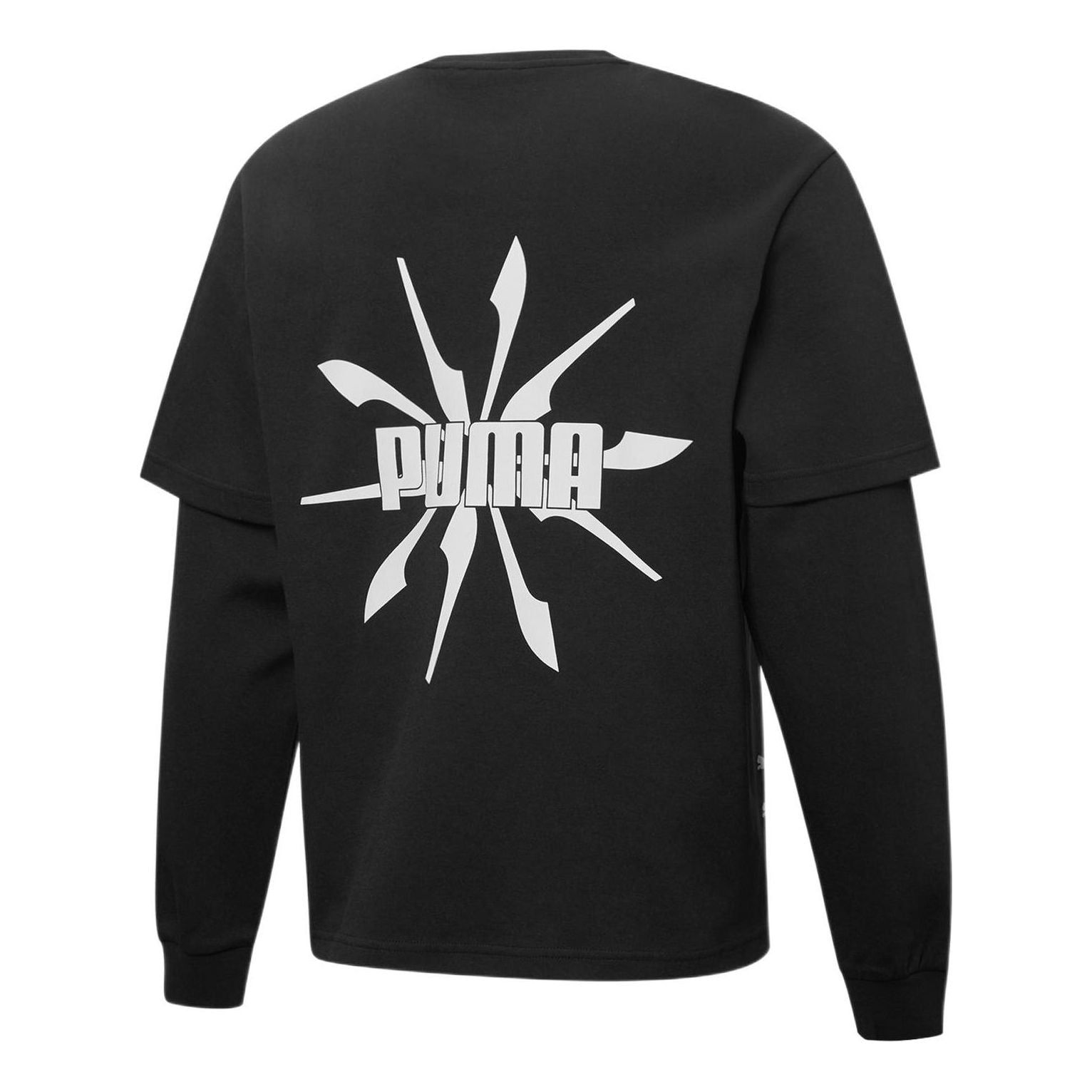 Puma Logo Pattern Printing Loose Couple Style Sweater 'Black' 537017-01 sold by KicksCrew