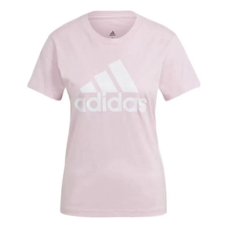 (WMNS) adidas Essentials Logo T-Shirt Asia Sizing 'Pink White' GL0726 sold by KicksCrew