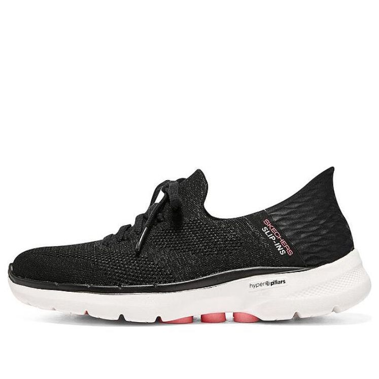 (WMNS) Skechers Go Walk 6 Lace Up 'Black Pink' 124568-BKHP sold by KicksCrew
