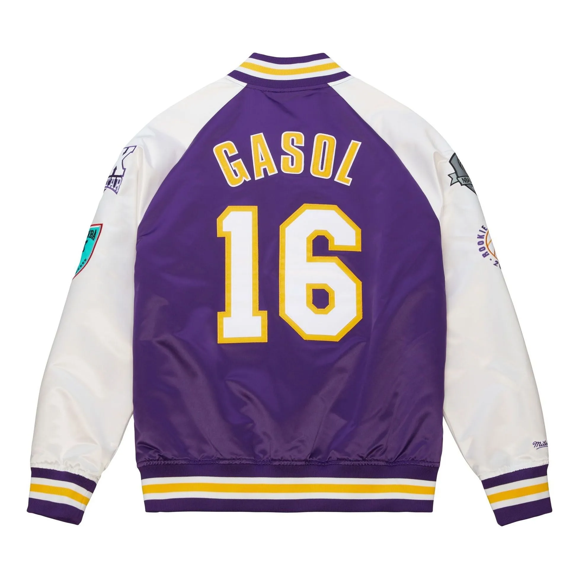 Mitchell & Ness Los Angeles Lakers HOF Satin Jacket 'Pau Gasol 16' OJBF6860-LALYYPGAPRWH sold by KicksCrew product image thumbnail 2
