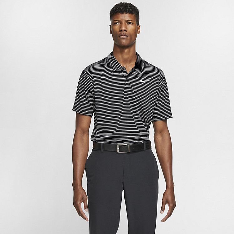 Nike Dri-fit Striped Golf Polo Shirt 'Black Summit White' AJ5482-010 sold by KicksCrew product image thumbnail 5