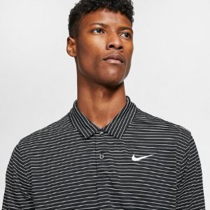 Nike Dri-fit Striped Golf Polo Shirt 'Black Summit White' AJ5482-010 sold by KicksCrew