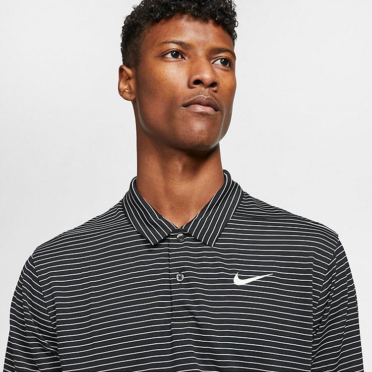 Nike Dri-fit Striped Golf Polo Shirt 'Black Summit White' AJ5482-010 sold by KicksCrew product image thumbnail 3