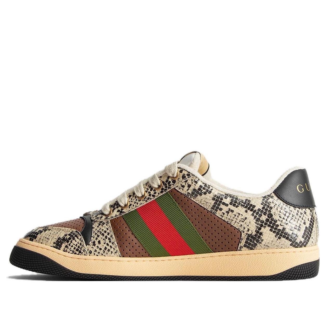GUCCI Screener Python-embossed Leather Sneakers 'Beige Black Brown' 698605-19YC0-9781 sold by KicksCrew