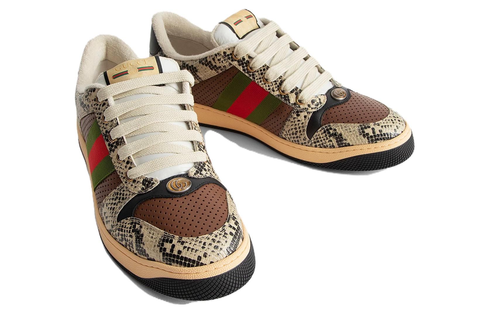 GUCCI Screener Python-embossed Leather Sneakers 'Beige Black Brown' 698605-19YC0-9781 sold by KicksCrew product image thumbnail 4