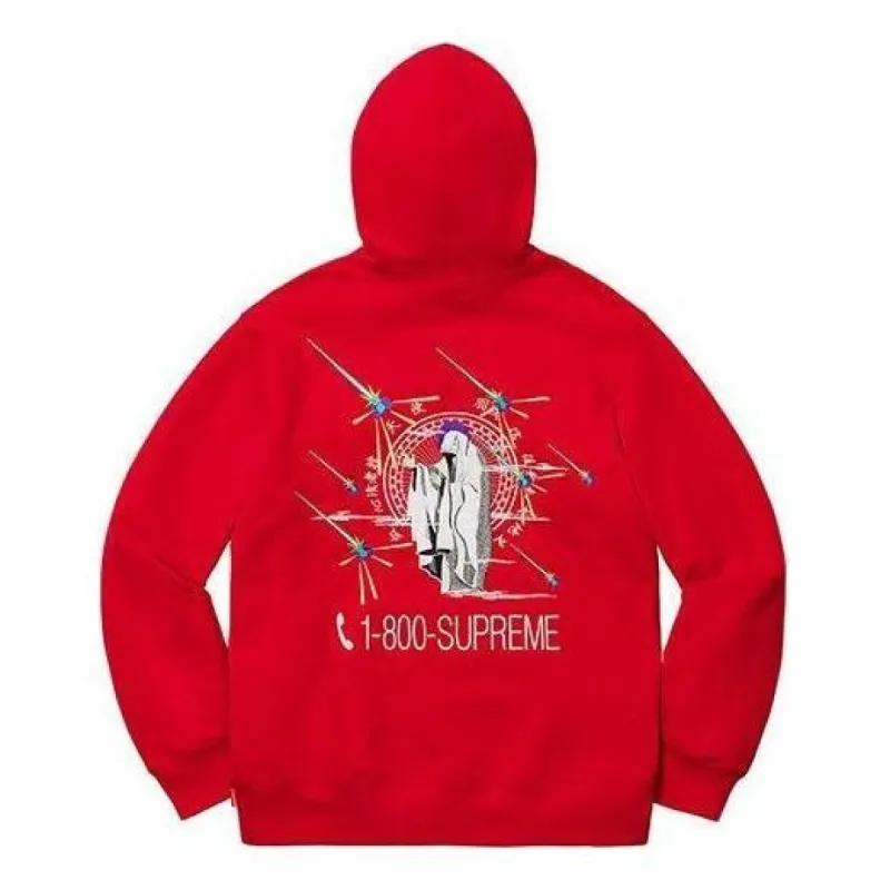 Supreme 1-800 Hooded Sweatshirt 'Red' SUP-FW19-614 sold by KicksCrew
