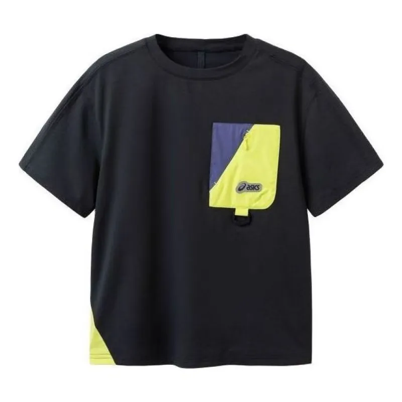 (GS) ASICS Logo Patched Pocket T-Shirt 'Black' 332241173013-001 sold by KicksCrew