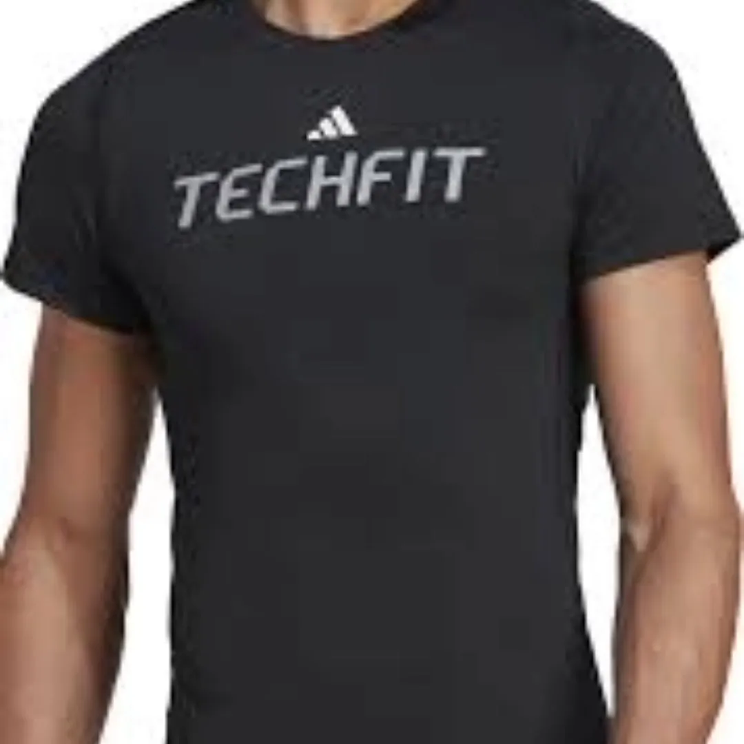 adidas Techfit Graphic T-Shirt Asia Sizing 'Black' HZ9686 sold by KicksCrew product image thumbnail 3