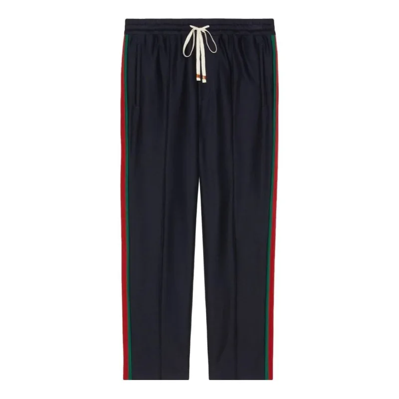 Gucci Cotton Trouser With Web 'Navy Blue' 668500-Z8AQZ-4433 sold by KicksCrew