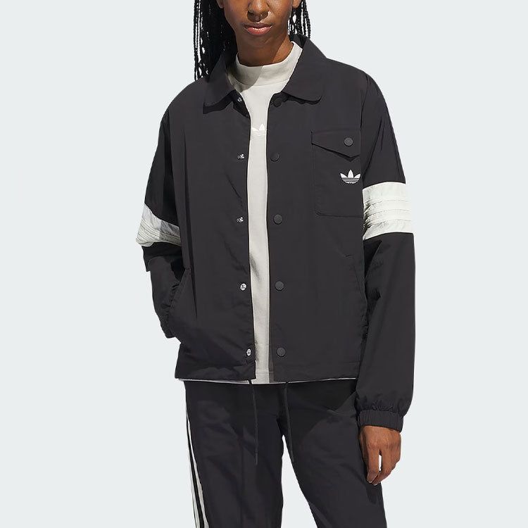 adidas Originals 3 Coach Jacket (Gender Neutral) 'Black White' IM9646 sold by KicksCrew product image thumbnail 4
