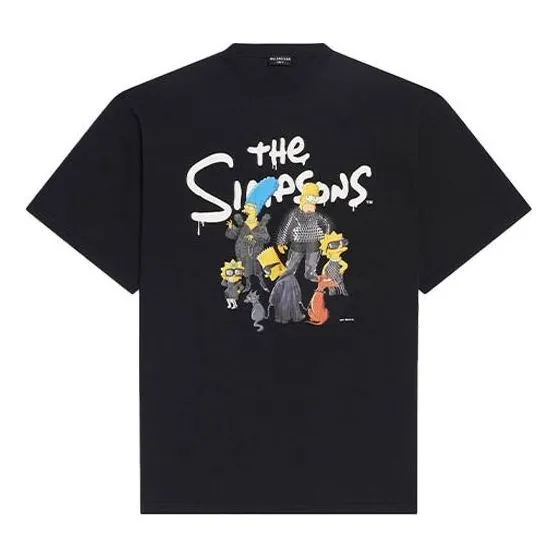 Balenciaga x THE SIMPSONS Oversized Cotton T-Shirt 'Black' 676589TLVG71000 sold by KicksCrew