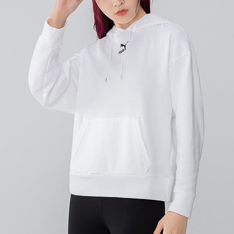 (WMNS) Puma Classics Logo Graphics Hoodie 'White' 533155-02 sold by KicksCrew product image thumbnail 5