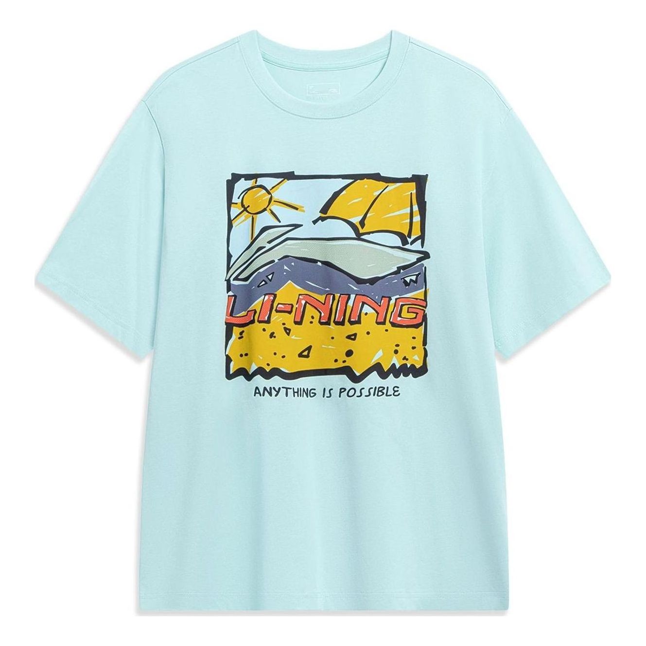 Li-Ning Anything Is Possible Cartoon Graphic T-shirt 'Light Blue' AHST543-3 sold by KicksCrew