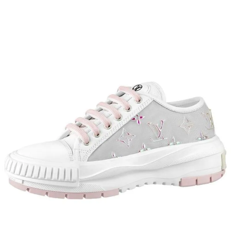 (WMNS) LOUIS VUITTON LV Squad Sneakers 'White Grey Pink' 1AA15L sold by KicksCrew