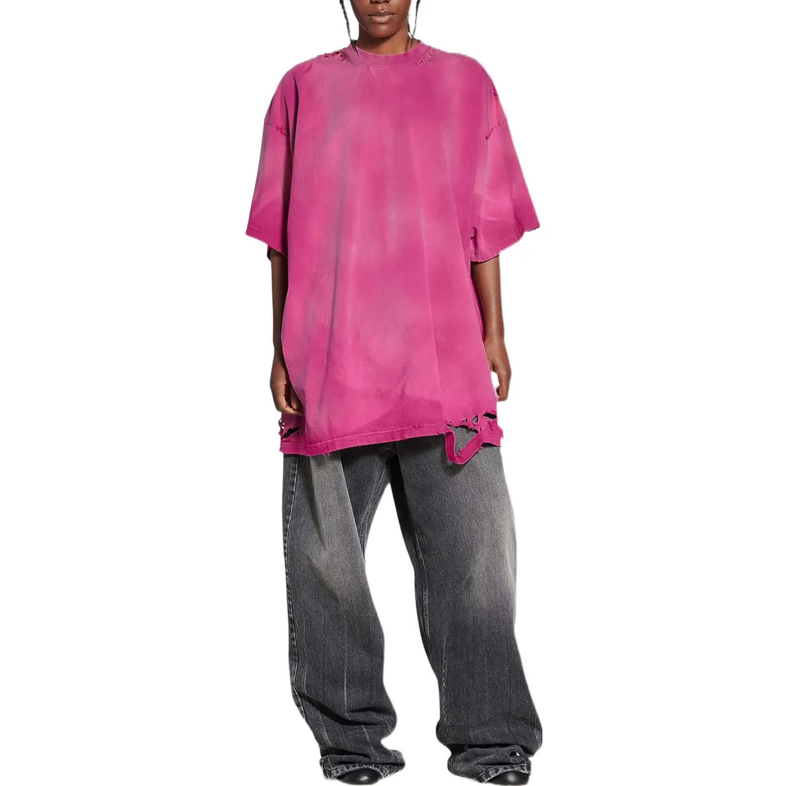 Balenciaga 3B Sports Icon Repaired Oversized T-Shirt 'Dark Fucshia' 704056TMVA50556 sold by KicksCrew product image thumbnail 3