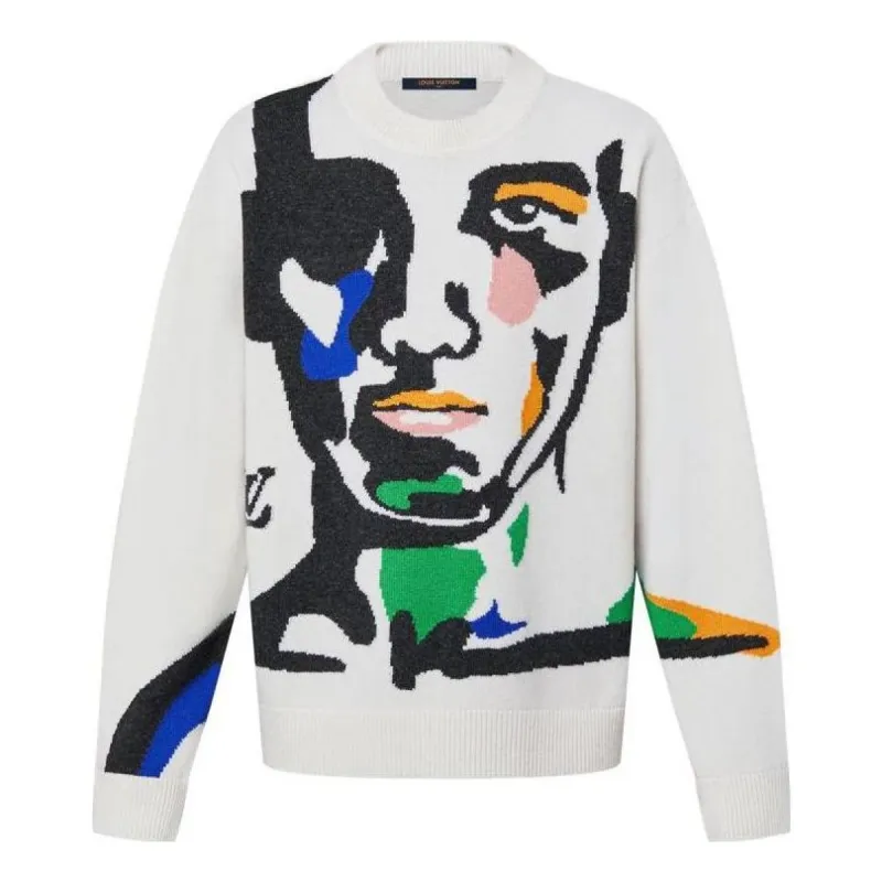 LOUIS VUITTON Intarsia Cashmere Wool Crewneck Sweater 'White Multi' 1ABXY7 sold by KicksCrew