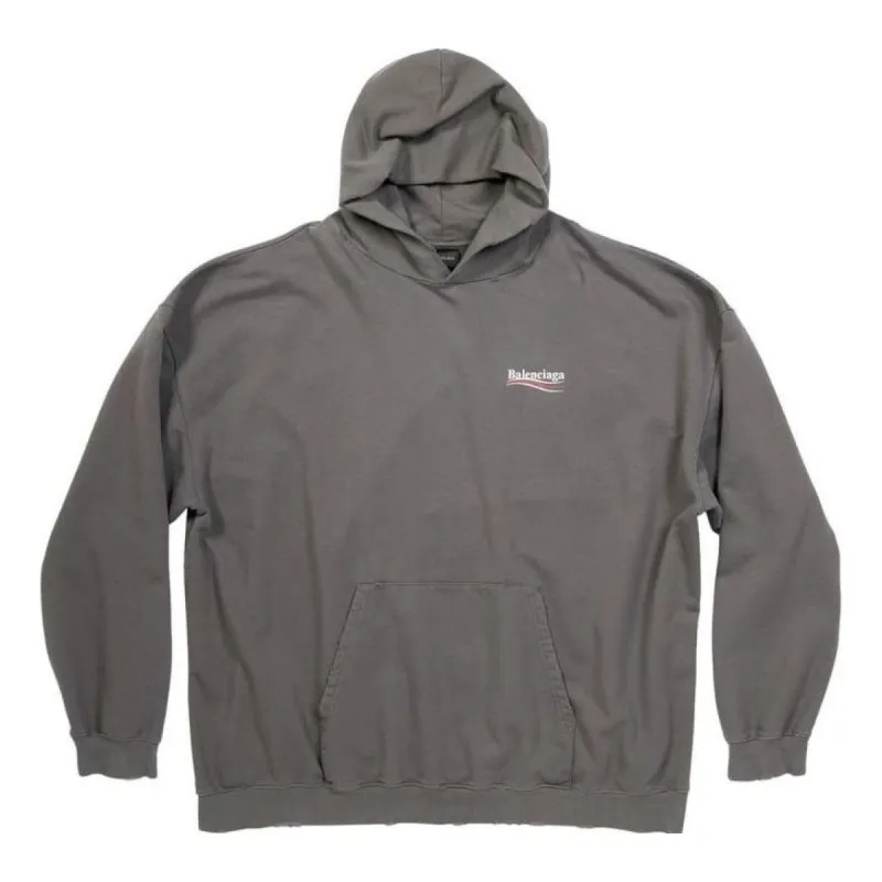 Balenciaga Political Campaign Large Fit Hoodie 'Grey' 620973TNVG6 sold by KicksCrew