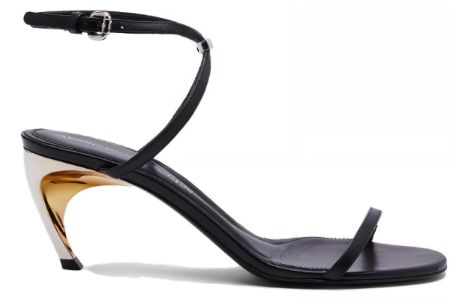 (WMNS) Alexander McQueen Armadillo Metallic Faux-leather Sandals 'Black' 781353WIEX51399 sold by KicksCrew