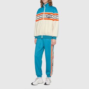 Gucci Interlocking G Stripe Jacket 'Light Blue Ivory' 673299-XJDU1-4628 sold by KicksCrew
