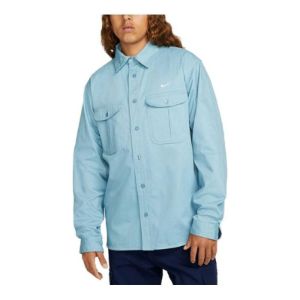 Nike SB Woven Skate Long-Sleeve Button Down 'Blue' DQ6288-494 sold by KicksCrew