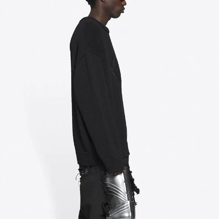 Balenciaga BB Laurel Crown Logo Crewneck Knitted Sweater 'Black' 664369T32111000 sold by KicksCrew product image thumbnail 5