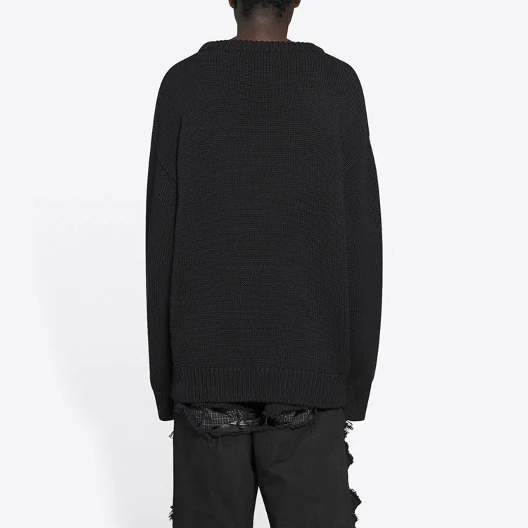 Balenciaga BB Laurel Crown Logo Crewneck Knitted Sweater 'Black' 664369T32111000 sold by KicksCrew product image thumbnail 4
