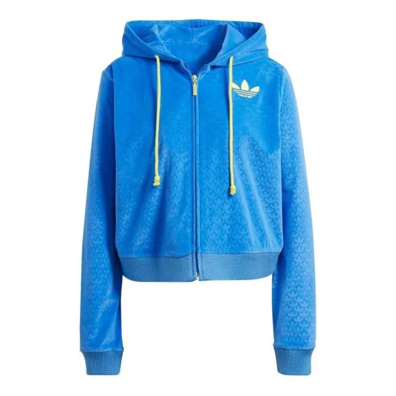 (WMNS) Adidas Adicolor Heritage Now Velour Zip Hoodies 'Blue' IB2046 sold by KicksCrew