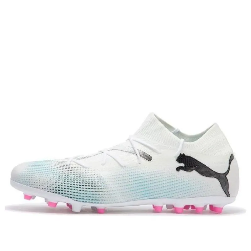PUMA Future 7 Match MG Cleats 'White Blue Pink' 107719-01 sold by KicksCrew