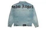 Palm Angels Logo Over Button-Up Denim Jacket 'Light Blue' PMYE006R203430017310 sold by KicksCrew