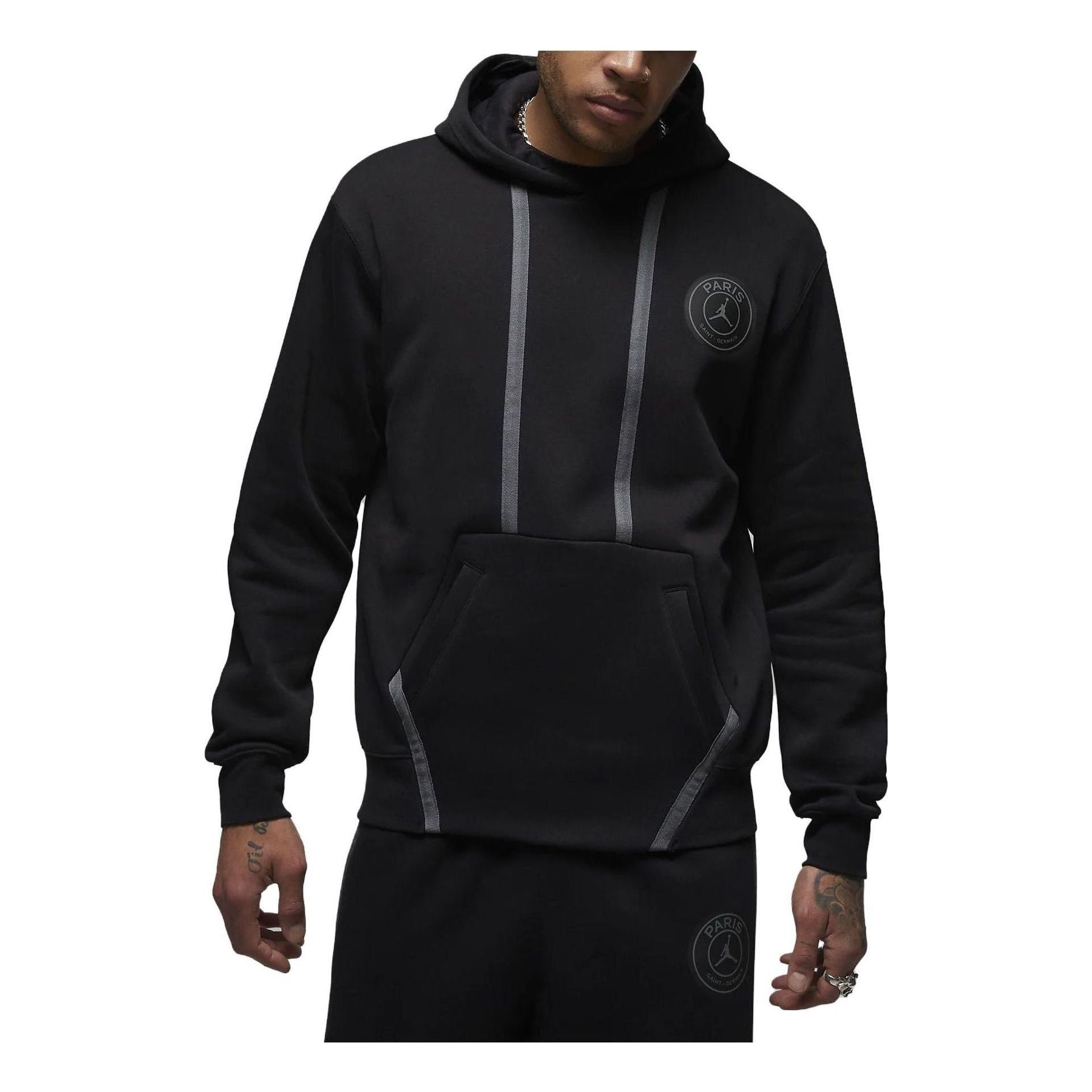 Air Jordan x Paris Saint-Germain Fleece Pullover Hoodie 'Black' DZ2923-010 sold by KicksCrew