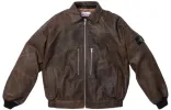 Supreme x STONE ISLAND FW23 Week10 Leather Bomber Jacket 'Brown' SUP-FW23-165 sold by KicksCrew