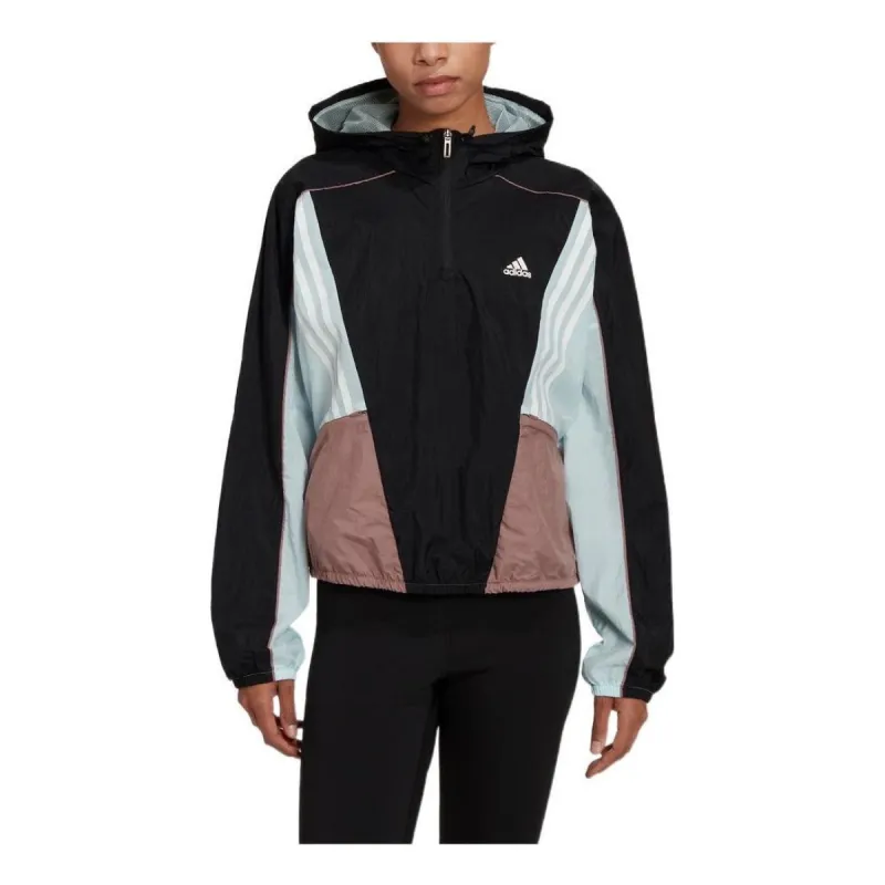 (WMNS) Adidas Black Hyperglam Hooded Track Tops 'Black White' HZ9709 sold by KicksCrew