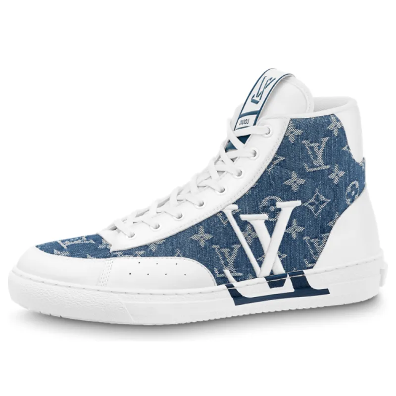LOUIS VUITTON Charlie Ankle Sneakers 'White with Blue Denim' 1AA47F sold by KicksCrew