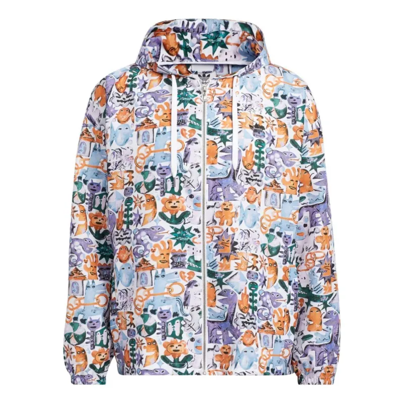 Adidas Originals Knit COL AOP Jackets 'White Orange Purple' HR6438 sold by KicksCrew