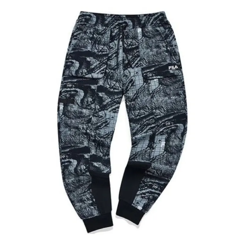 FILA FUSION All-Over Printed Knitted Jogger Pants 'Black Teal' T11M133601F-BK sold by KicksCrew