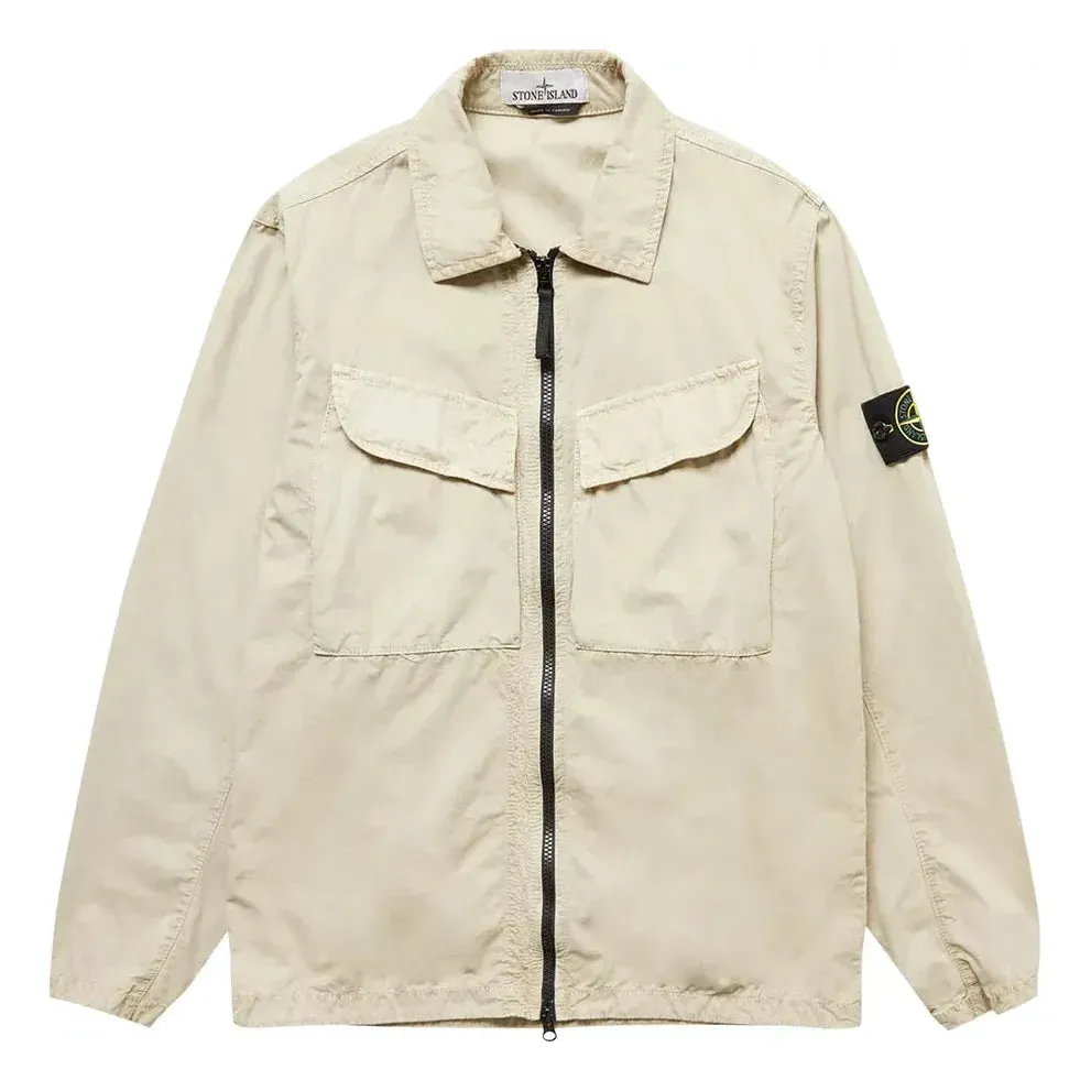 STONE ISLAND Brushed Canvas Zip Overshirt 'Cream' 7715101WN-V0190 sold by KicksCrew