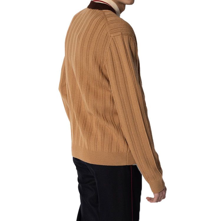 Gucci Rib Knit Wool Cardigan With Gucci Label 'Camel' 646809-XKBQT-2668 sold by KicksCrew product image thumbnail 4