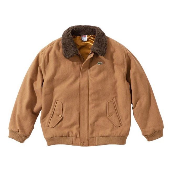 Supreme LACOSTE Wool Bomber Jacket 'Brown' SUP-FW19-533 sold by KicksCrew